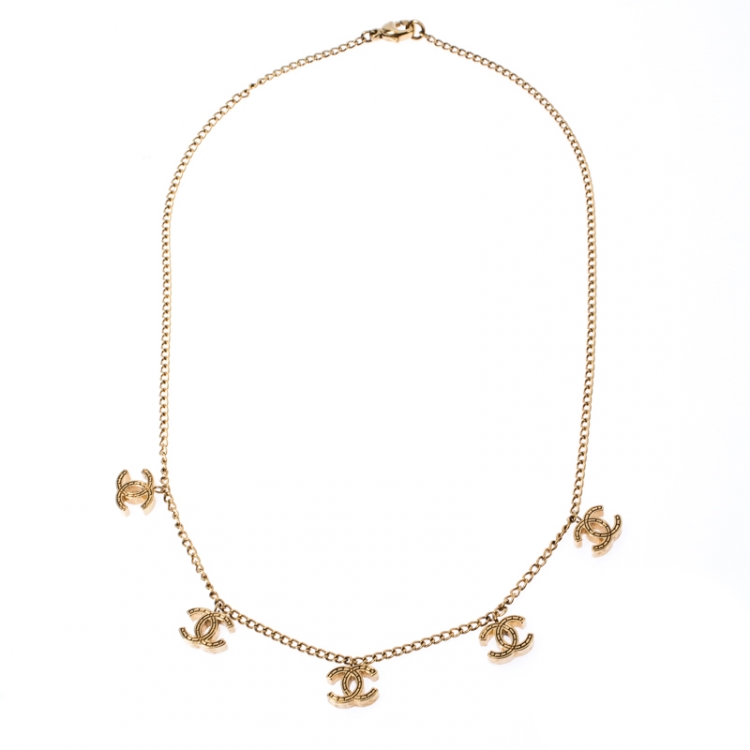 Chanel CC Logo Charm Gold Tone Necklace Chanel | The Luxury Closet