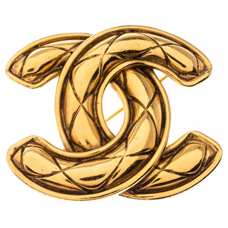 Chanel Gold Tone Enamel Employee Tag Pin Brooch Chanel | The Luxury Closet