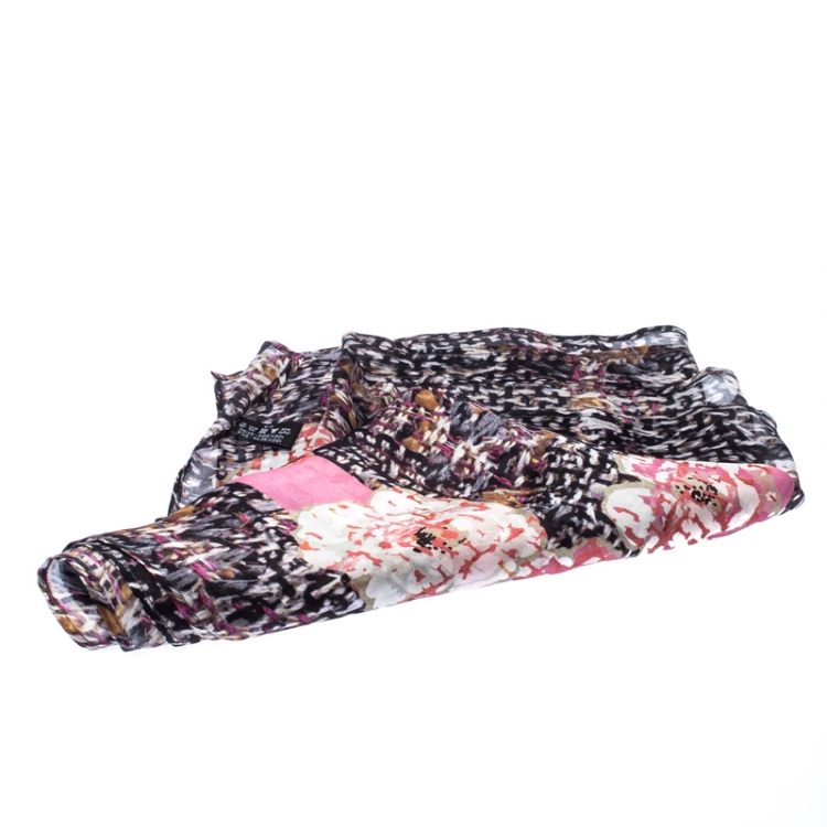 Pre Owned Chanel Multicolor Floral Printed Silk Scarf 