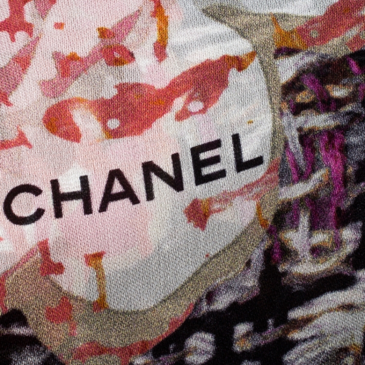 Pre Owned Chanel Multicolor Floral Printed Silk Scarf 