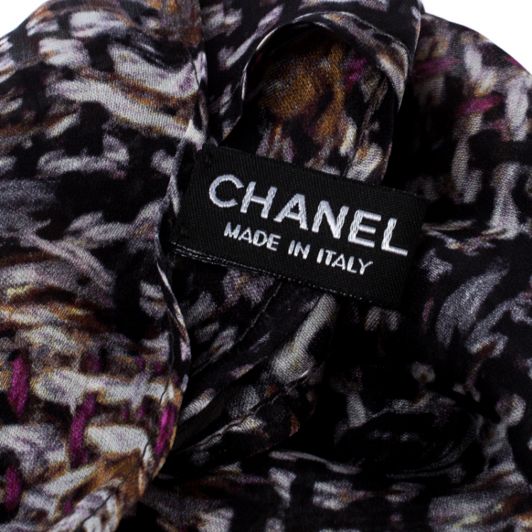 Pre Owned Chanel Multicolor Floral Printed Silk Scarf 