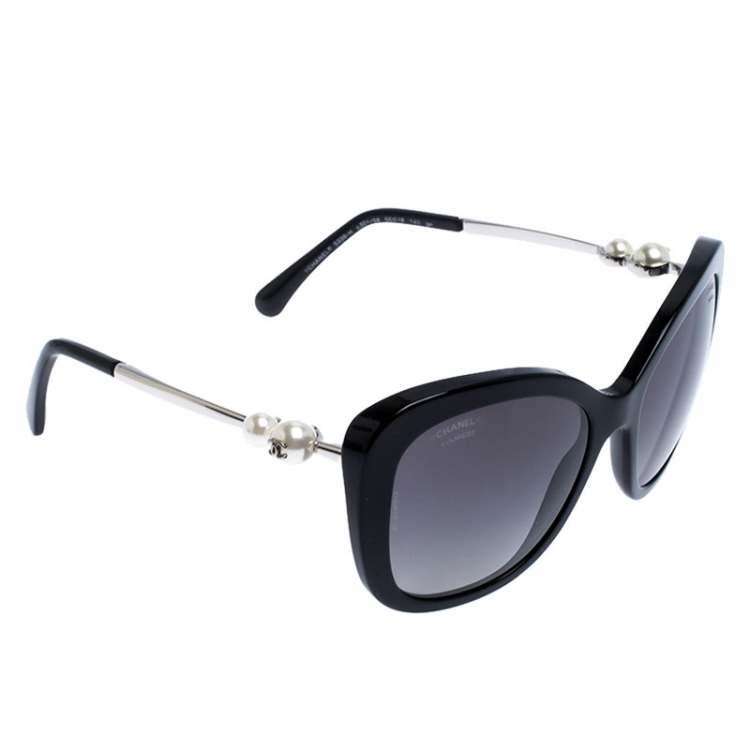 Chanel Blue Acetate Oversized Frame Pearl CC Sunglasses-5339-H
