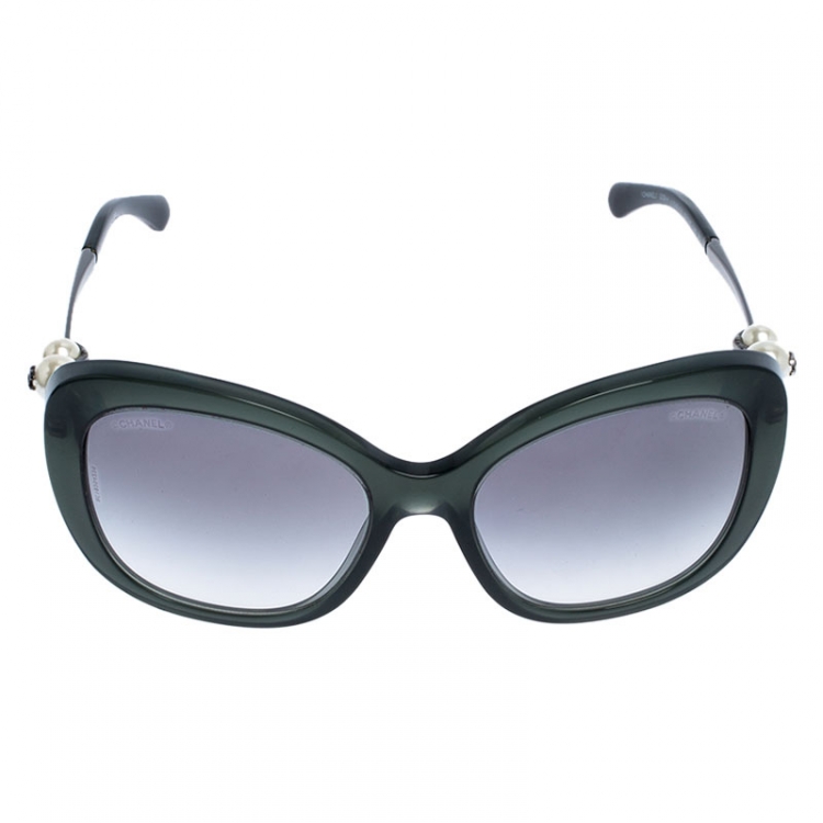 Chanel Dark Green/Black Gradient 5339-H Pearl Square Sunglasses