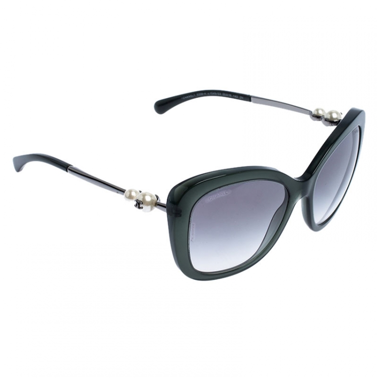 Chanel Dark GreenBlack Gradient 5339H Pearl Square Sunglasses Chanel  TLC