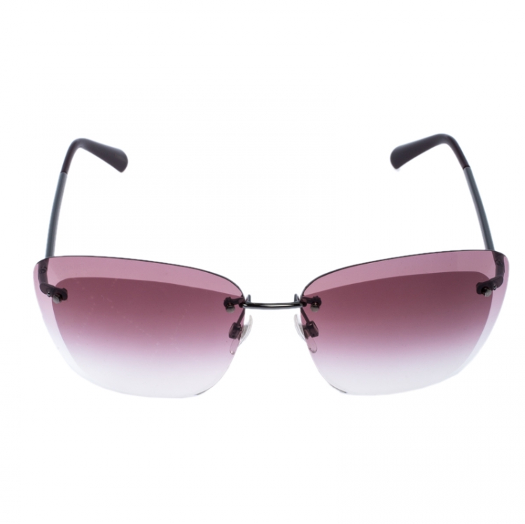 Chanel Silver Tone/ Pink Gradient 4221 Rimless Butterfly Sunglasses Chanel