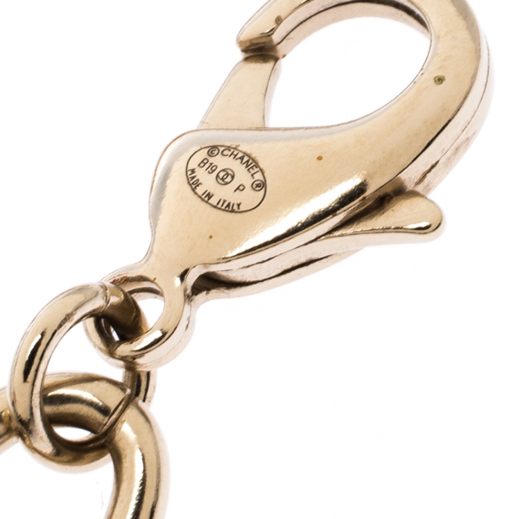 Pre Owned Chanel Crystal Gold Tone Chain Link Charm Belt