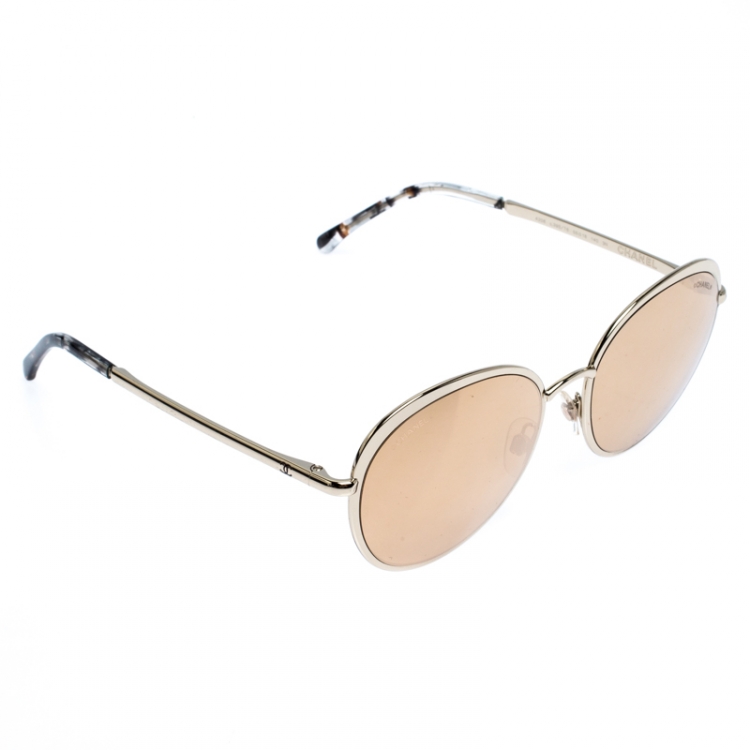 Chanel Gold Mirror 4206 Round Sunglasses Chanel | The Luxury Closet