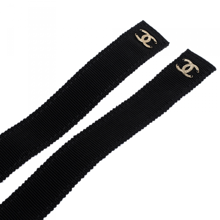 Pre Owned Chanel Pale Gold Tone Chain Link Ribbon Belt S