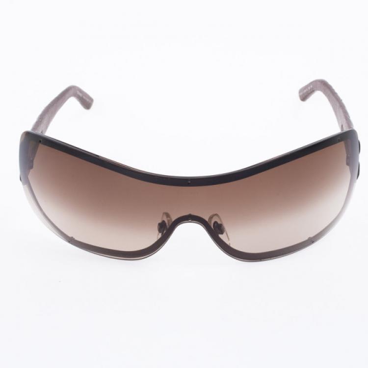 Chanel Interlocking CC Logo Shield Sunglasses - Brown Sunglasses