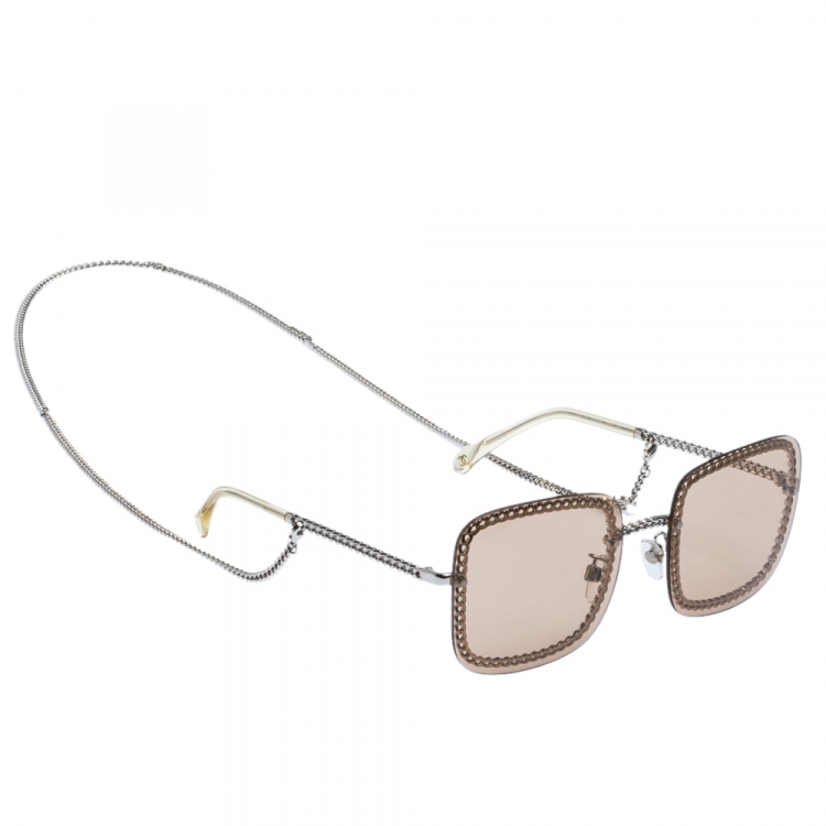 Chanel Silver/Light Brown Clear 4244 Square Sunglasses Chanel | The Luxury  Closet
