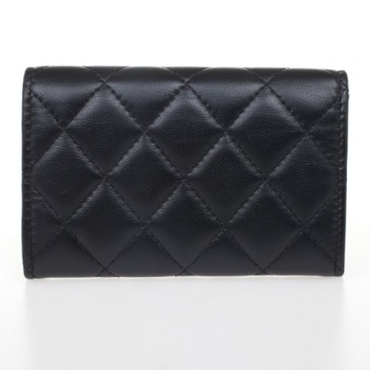 Pre Owned Chanel Black Quilted Classic Lambskin Card Holder