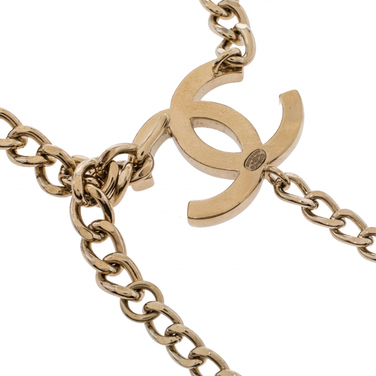 مملوكة مسبقًا Chanel Gold Tone Chain Link CC Charm Belt