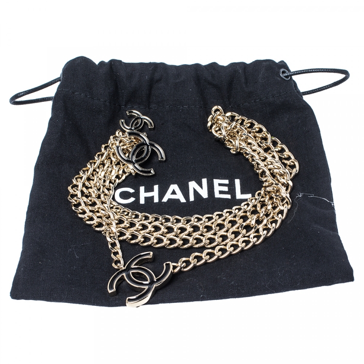 مملوكة مسبقًا Chanel Gold Tone Chain Link CC Charm Belt