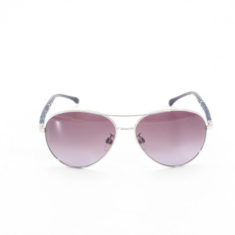 CHANEL アビエイターサングラス シルバー Chanel Silver and Denim Aviator Sunglasses Chanel | TLC