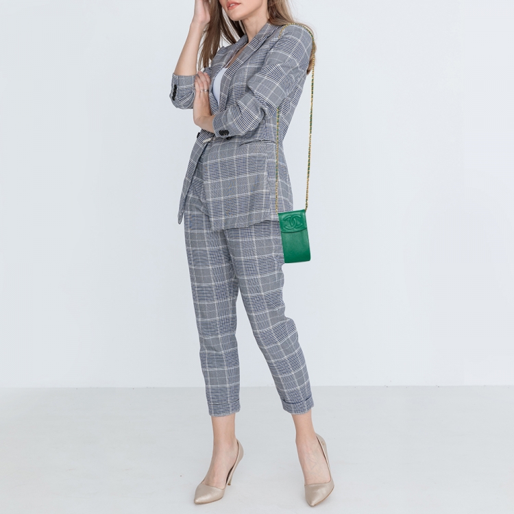 Pre Owned Chanel Green Caviar Leather CC Crossbody Phone Case