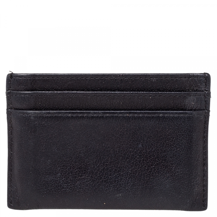 مملوكة مسبقًا Chanel Black Leather CC Camellia Embossed Card Holder