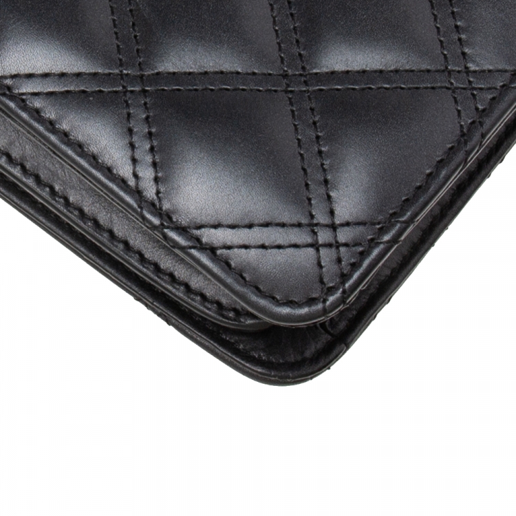 Pre Owned Chanel Black Quilted Leather CC Phone Holder with Chain 