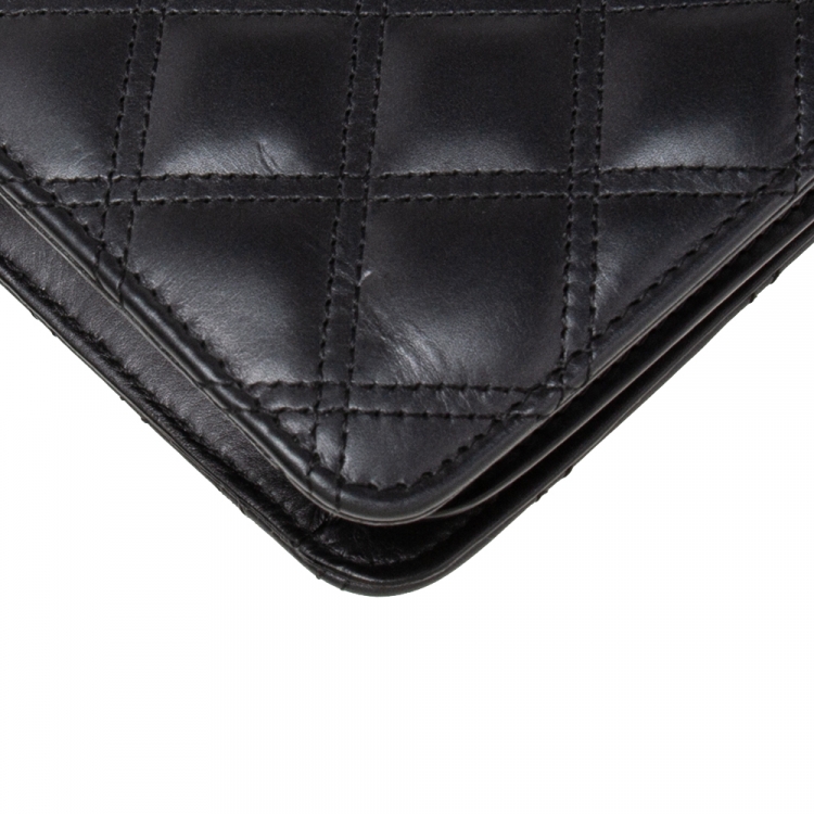 Pre Owned Chanel Black Quilted Leather CC Phone Holder with Chain 