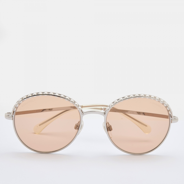 Chanel Silver Tone/ Beige 4247-H Pearl Round Sunglasses Chanel | The Luxury  Closet