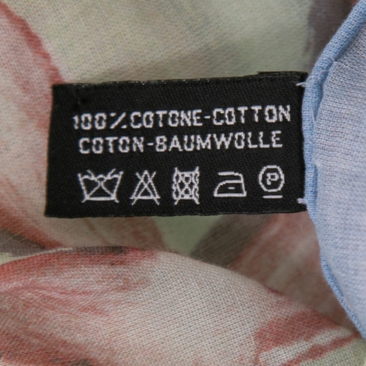 Pre Owned Chanel Green Coco Cuba Cotton Square Scarf