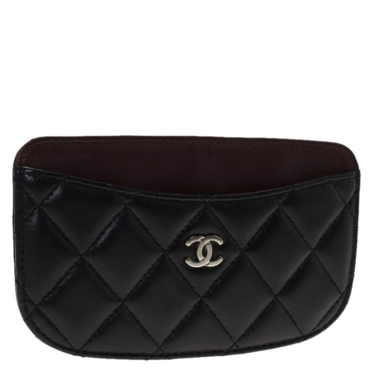 Pre Owned Chanel Black Quilted Leather CC Classic Card Holder
