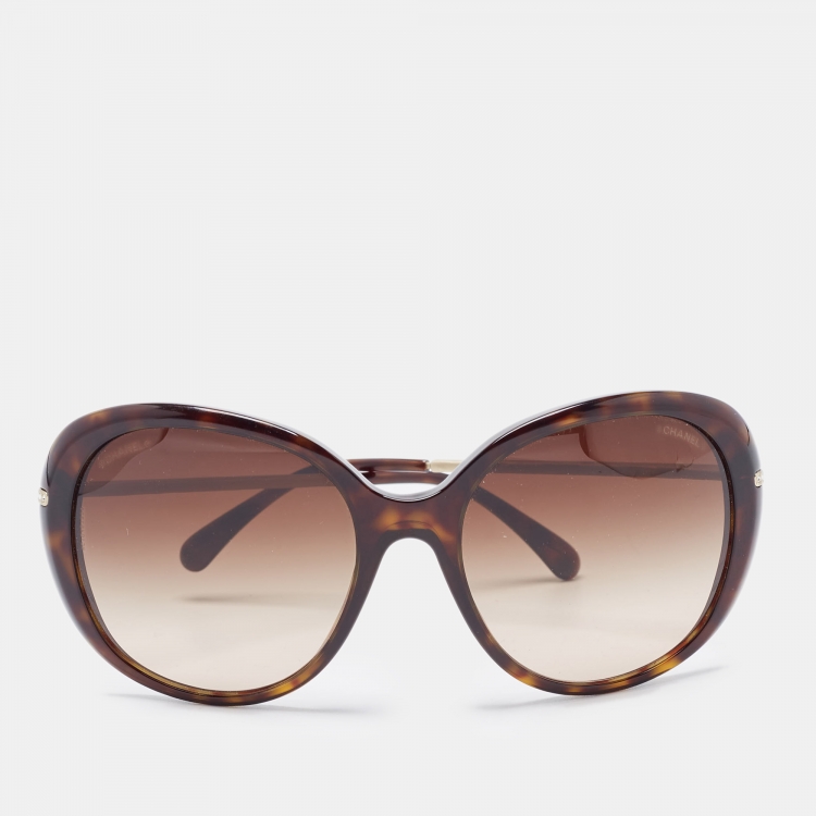 Chanel Brown Gradient 5233 Crystals Embellished Oval Sunglasses Chanel
