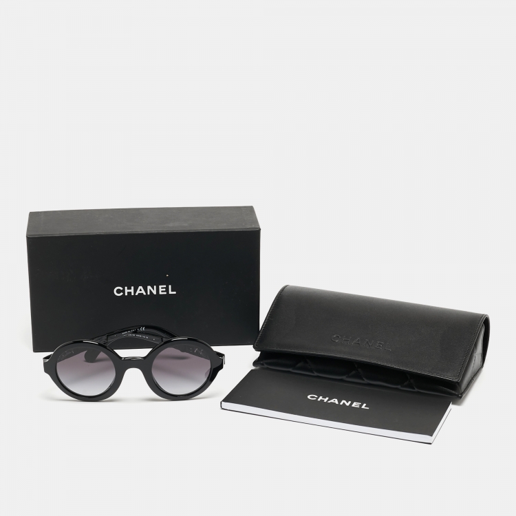 Pre Owned Chanel Black Gradient 5441 Acetate Round Sunglasses