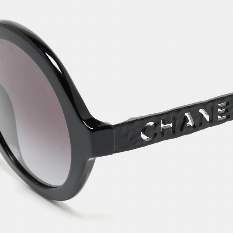 Pre Owned Chanel Black Gradient 5441 Acetate Round Sunglasses
