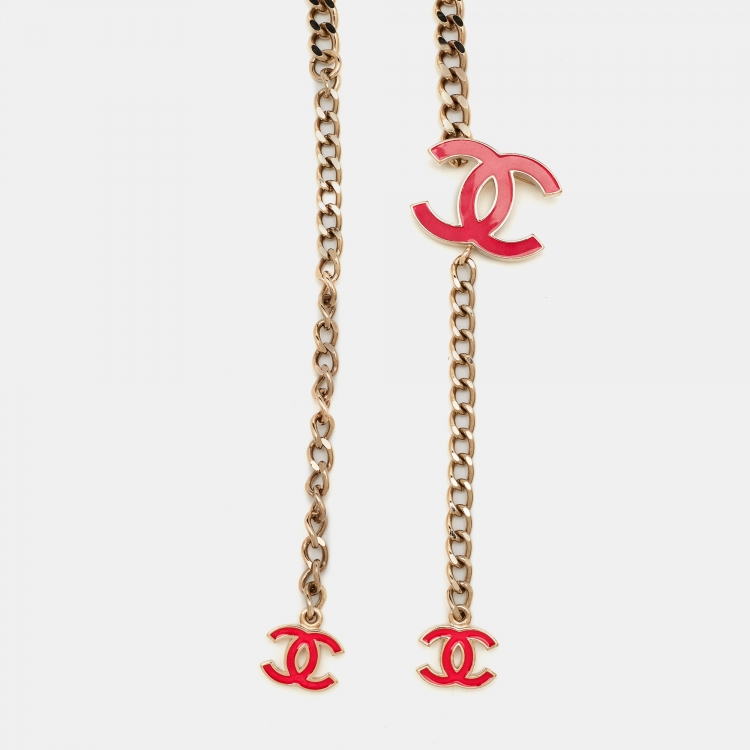 Pre Owned Chanel CC Enamel Gold Tone Chain Belt