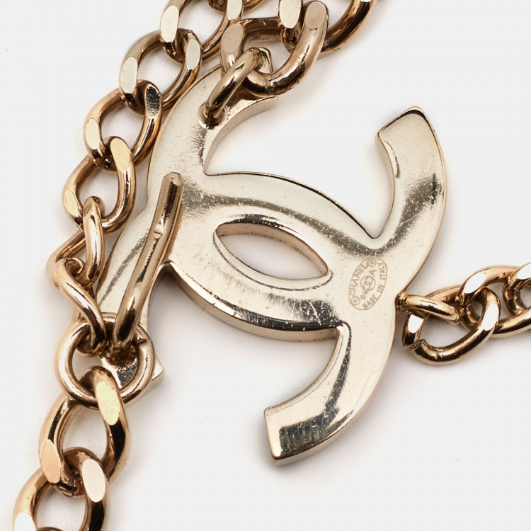 Pre Owned Chanel CC Enamel Gold Tone Chain Belt