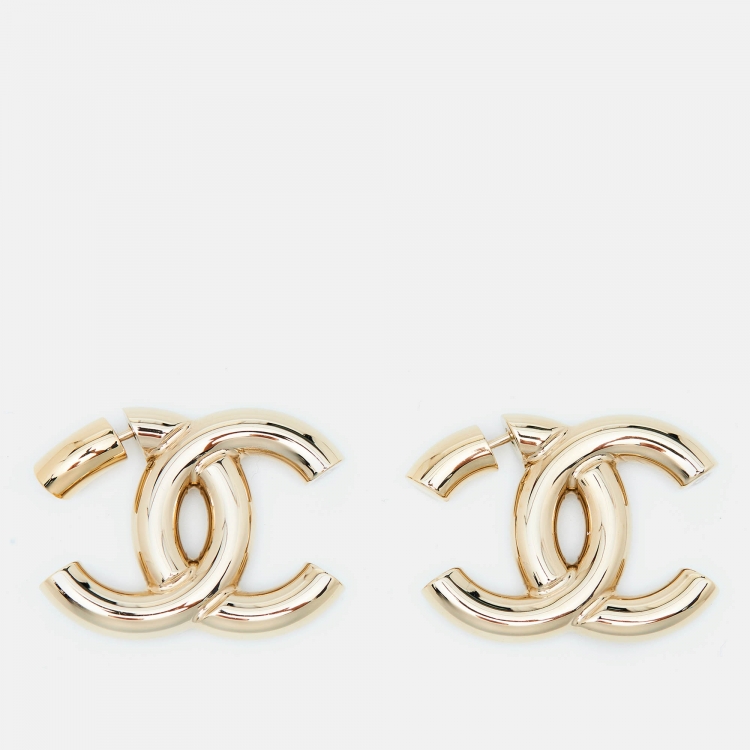 Chanel Gold Tone CC Stud Earrings Chanel TLC UAE