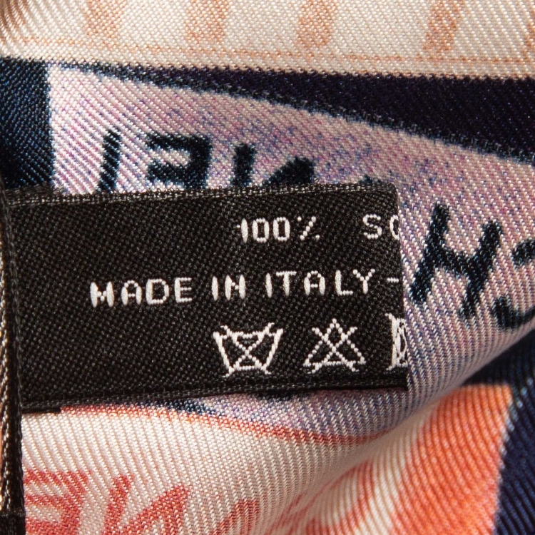 Pre Owned Chanel Multicolor Logo Print Silk Square Scarf 