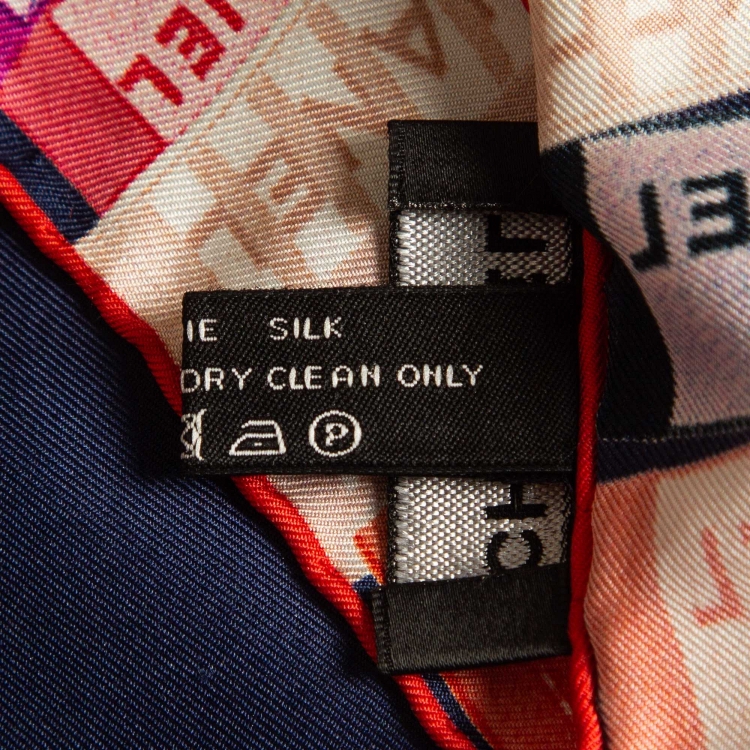 Pre Owned Chanel Multicolor Logo Print Silk Square Scarf 