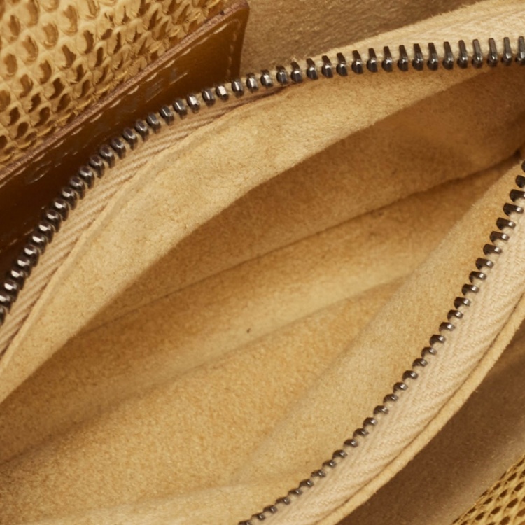 Pre Owned Chanel Gold/Yellow Lizard iPhone Chain Pouch