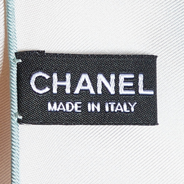 Pre Owned Chanel Cream CC Logo Print Silk Square Scarf