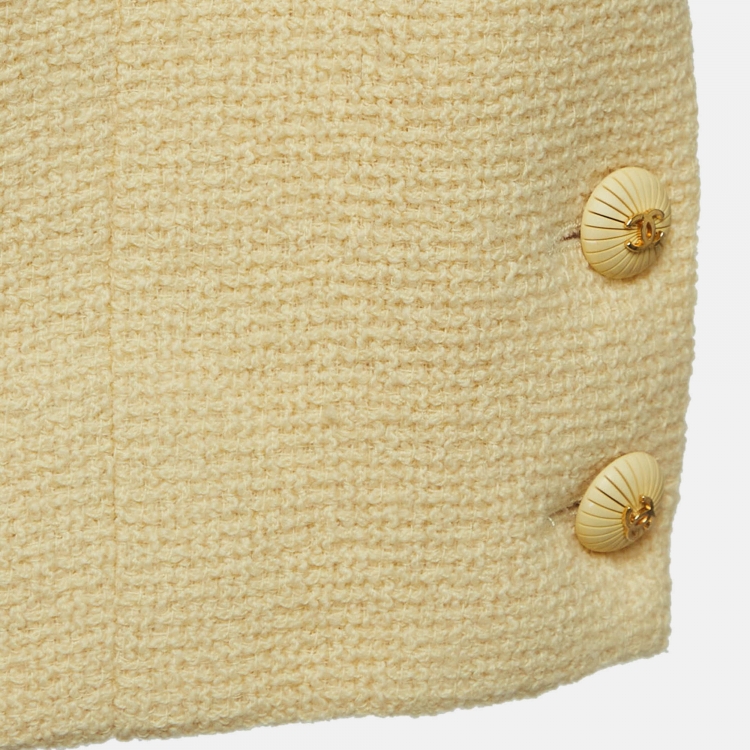 Pre Owned Chanel Yellow Wool Mini Skirt XS