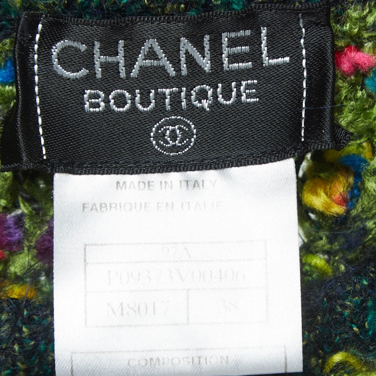 Pre Owned Chanel Multicolor Patterned Acrylic Knit Sleeveless Top M