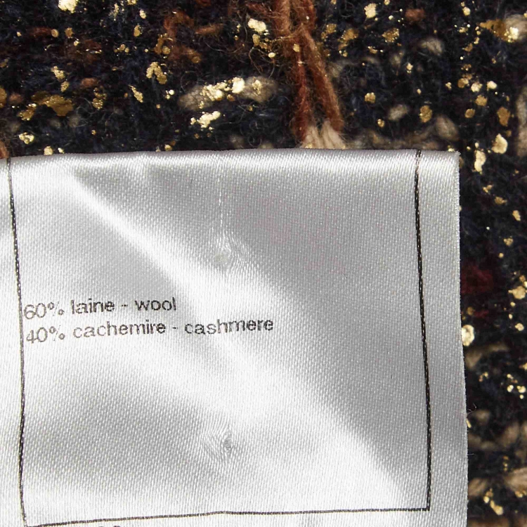 Pre Owned Chanel Multicolor Tweed Cashmere Mid-Length Coat M