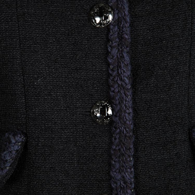 Pre Owned  Chanel Black Wool Contrast Trim Boucle Jacket XL