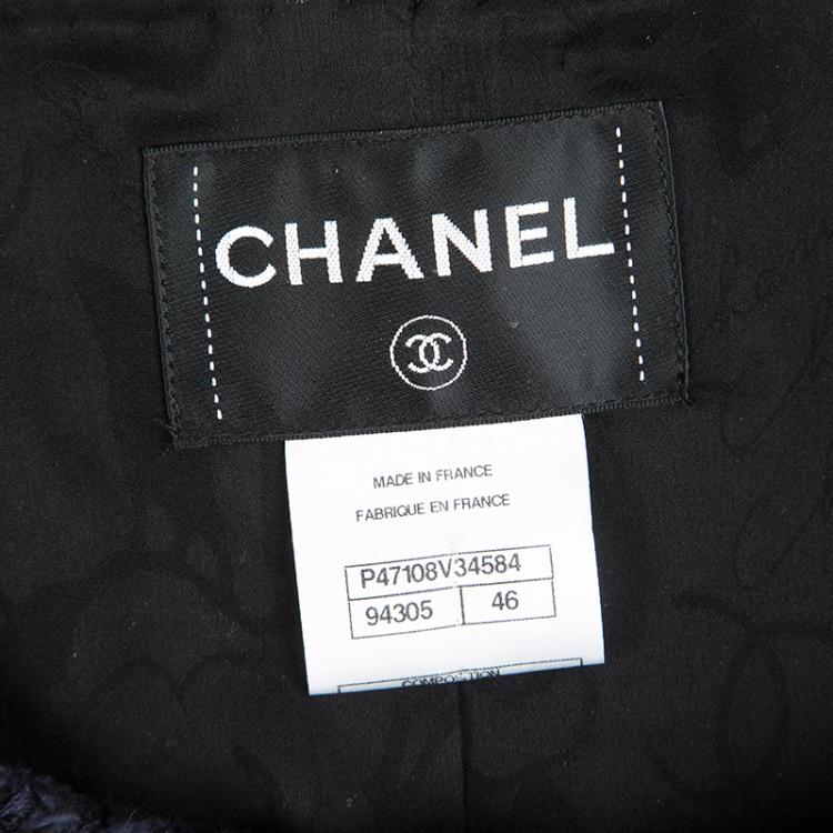 Pre Owned  Chanel Black Wool Contrast Trim Boucle Jacket XL