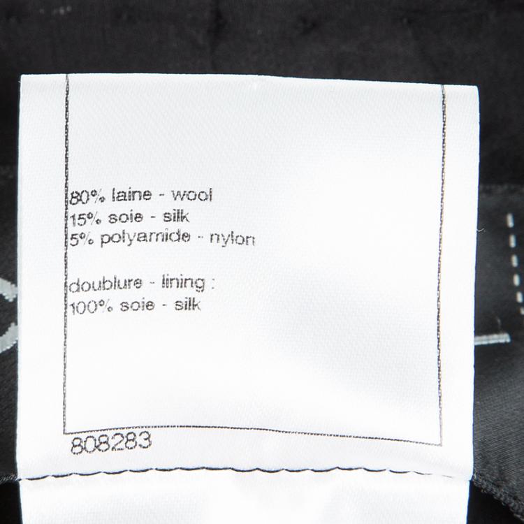 Pre Owned  Chanel Black Wool Contrast Trim Boucle Jacket XL