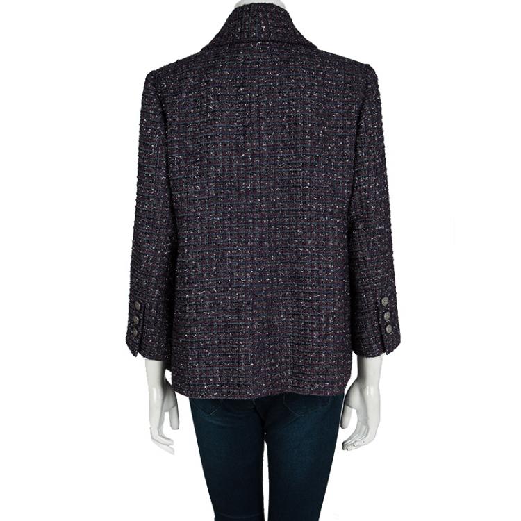 Pre Owned Chanel Multicolor Lurex Tweed Notched Collar Blazer XL