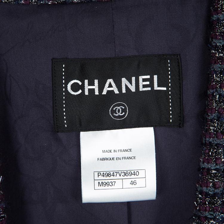 Pre Owned Chanel Multicolor Lurex Tweed Notched Collar Blazer XL