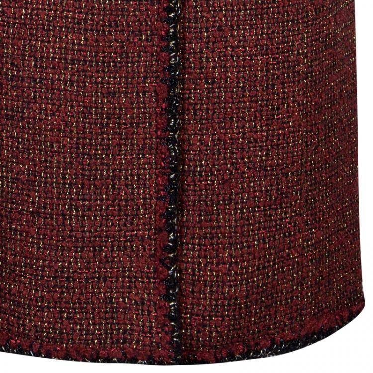 مملوكة مسبقًا Chanel Red Knee Length Tweed Jacket XXL