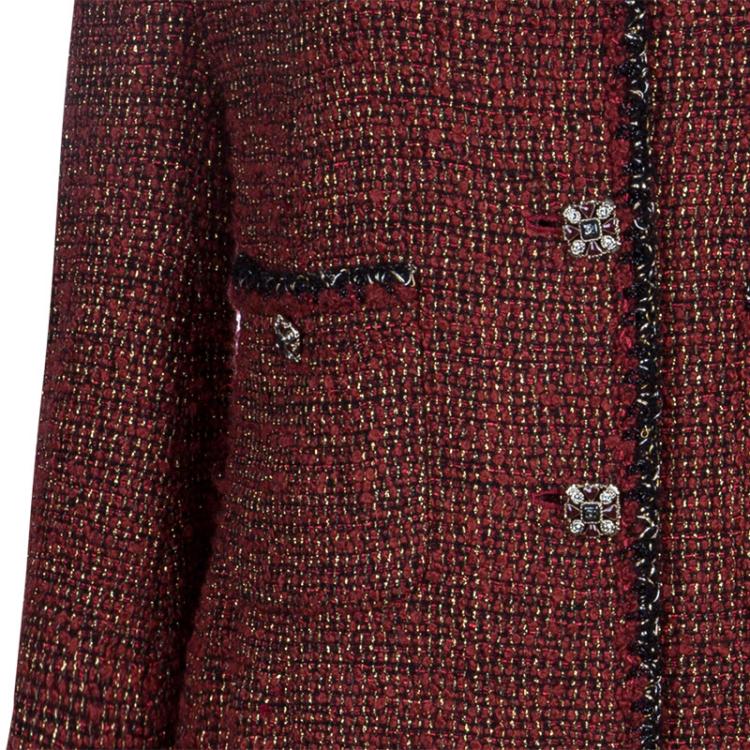 مملوكة مسبقًا Chanel Red Knee Length Tweed Jacket XXL
