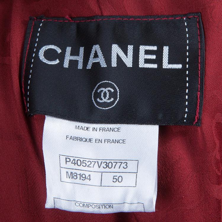مملوكة مسبقًا Chanel Red Knee Length Tweed Jacket XXL