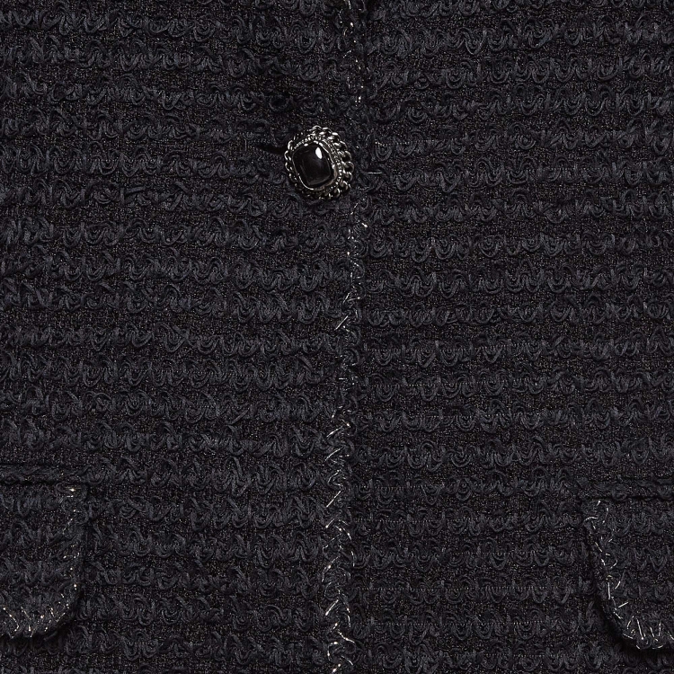 Pre Owned Chanel Black Tweed  Gripoix Button Detail Jackets L