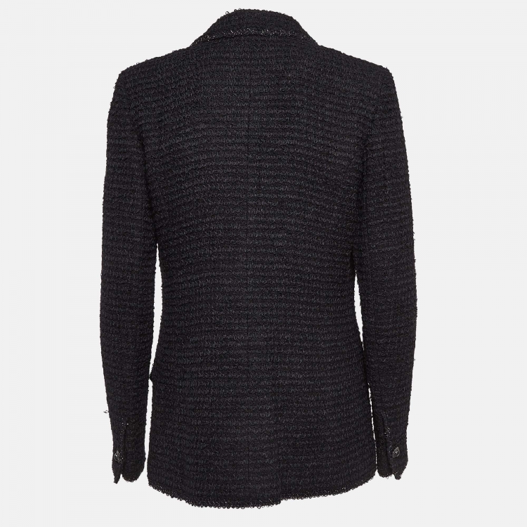 Pre Owned Chanel Black Tweed  Gripoix Button Detail Jackets L