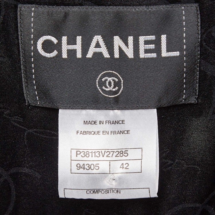 Pre Owned Chanel Black Tweed  Gripoix Button Detail Jackets L