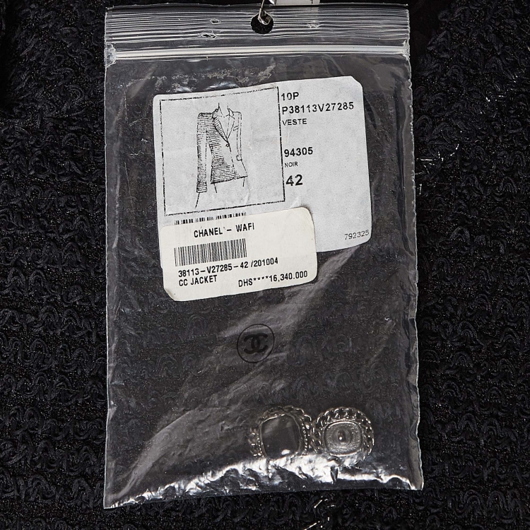 Pre Owned Chanel Black Tweed  Gripoix Button Detail Jackets L